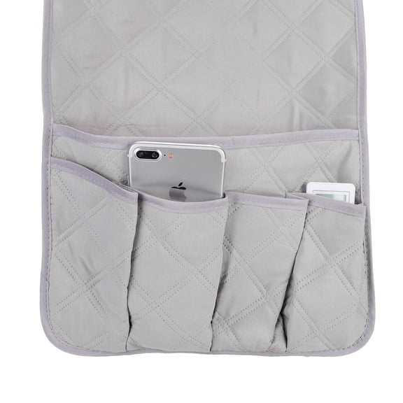 Grey Couch Sofa Armrest Organiser Arm Chair Caddy Bedside Storage Pocket for Cellphone Tablet Notepad Book Magazines