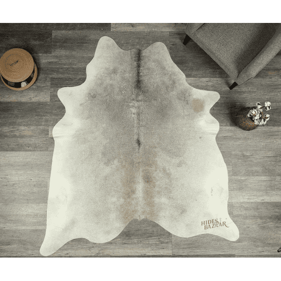Genuine Leather Cowhide Grey Area Rug, 5x7 ft