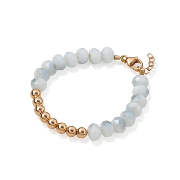 Grey Crystal and Rose Gold Bead Infant Toddler Girls Stackable Bracelet | Luxury Child Bracelet Gift | Baby Girls Bracelet (B1921)