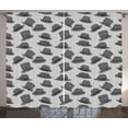 thumbnail image 1 of Grey Curtains 2 Panels Set, Greyscale Illustration of Classical Hat Icons Pattern in Doodle Hand Drawing, Window Drapes for Living Room Bedroom, 108"W X 63"L,Pale Grey Dark Grey, by Ambesonne, 1 of 3