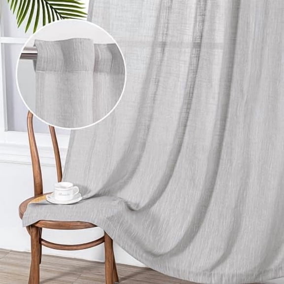 Grey Curtains 84 Inch Length, Living Room Curtains & Drapes Boho Sheer Light Filtering for Sliding Glass Door Windows Soft Elegant, 50" x 84", Light Grey, 2 Panels