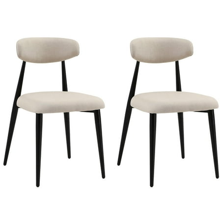 Grey Curved Dining Chairs (2pcs), Fluffy Seat Cushion And Strong Metal Construction For Home Of 2 Back Chairs, Thick Frame Room