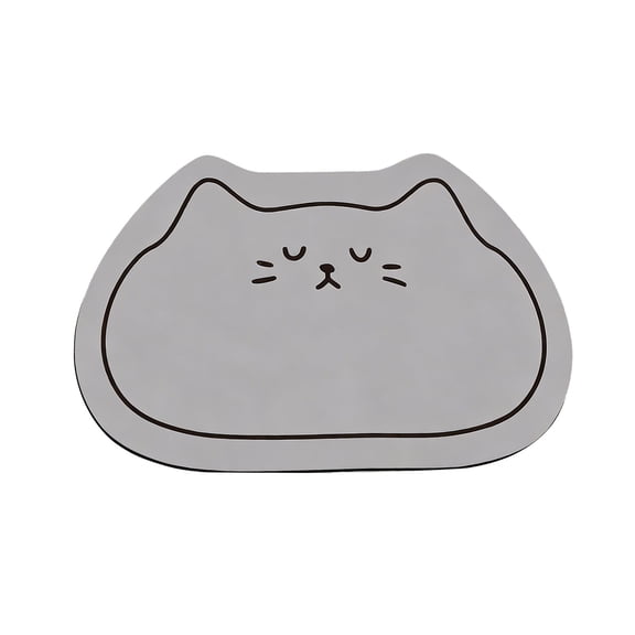 Grey Cute Cats Pattern Diatomaceous Earth Bath Mat Non Slip Fast Drying Water Absorbent Kitchen Bathroom Floor Mat For Entrance Shower 15.75X23.62 Inches Polyester Grey