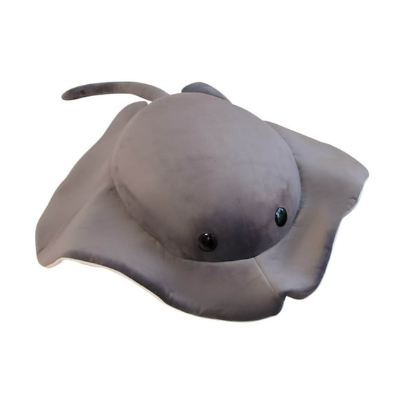 Grey Cute Stingray Plush Toy Soft Ray Stuffed Animal With Nylon Spandex Fabric Pp Cotton Filling 52X60X15Cm Sea Creature Pillow For Kids Room Decor