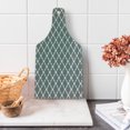 thumbnail image 1 of Grey Cutting Board, Quatrefoil Pattern Barbed Design Geometric Leaf Print Lattice Country Life Inspired, Tempered Glass Cutting and Serving Board, Wine Bottle Shape, Gray White, by Ambesonne, 1 of 5
