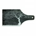 thumbnail image 1 of Grey Cutting Board, Tree Illustration with Growing Branches Merry Seasonal Grass Bushes Nature, Decorative Tempered Glass Cutting and Serving Board, Wine Bottle Shape, Grey White, by Ambesonne, 1 of 5