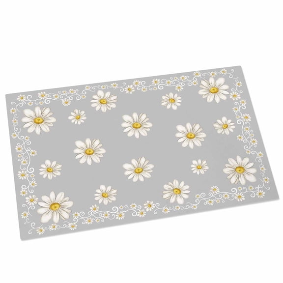 Grey Daisy Flower Door Mat 16x24 Inch Farmhouse Floral Summer Country Entryway Rug with Non-Slip Rubber, Front Door Mat Indoor Floor Mats for Living Room Bathroom Bedroom Home Office
