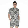 thumbnail image 1 of Grey Damask Pattern Short Sleeve Men'S Rompers Casual Summer Jumpsuits Outfit, 1 of 4