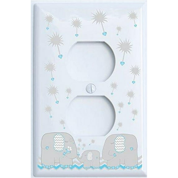 Grey Dandelion Elephant Light Switch Plates and Outlet Covers Elephant Nursery Decor
