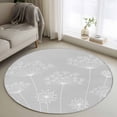 thumbnail image 1 of Grey Dandelion Round Rug 3ft Washable Circle Entryway Rugs Non Slip Spring Modern Minimalist Country Flower Area Rug Indoor Floor Carpet for Bedroom Kitchen Living Room Home Office Dining Room, 1 of 8