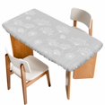 thumbnail image 1 of Grey Dandelion Table Cloths for 5 Foot Rectangle Tables, Spring Modern Minimalist Country Flower Patio Waterproof Elastic Fitted Tablecloths, Washable Rectangular Table Cover for Camping, 1 of 8