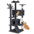 Grey Dark MultiStory Indoor Cat Tree Tower with Large Apartment for