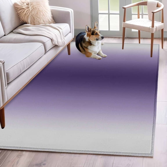 Grey Dark Purple Gradient Area Rugs 4x6 ft Minimalist Ombre Modern Art Washable Rug Non Slip Indoor Carpet Absorbent Floor Mat for Living Room Bedroom Dining Room