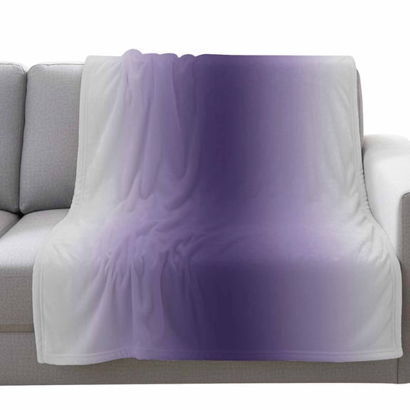 Grey Dark Purple Gradient Fleece Throw Blanket Lightweight Minimalist Ombre Modern Art Fuzzy Flannel Throws Super Soft Cozy Flannel Blanket for Couch, Sofa, Bed, Travel 50"x60"