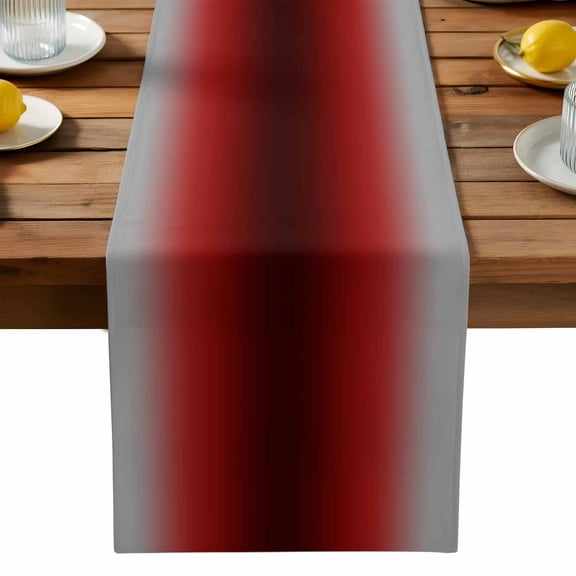 Grey Dark Red Gradient Table Runner, Minimalist Ombre Modern Art Washable Kitchen Table Runners Dress Scarves for Dining Table Decorations Party, 13x120in