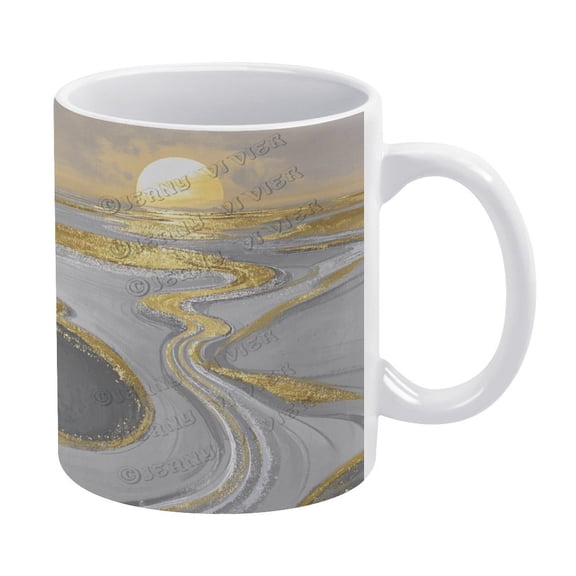 Grey Decor Mountain Themed 11 oz Coffee Mug - Ceramic, Great for Nature Enthusiasts