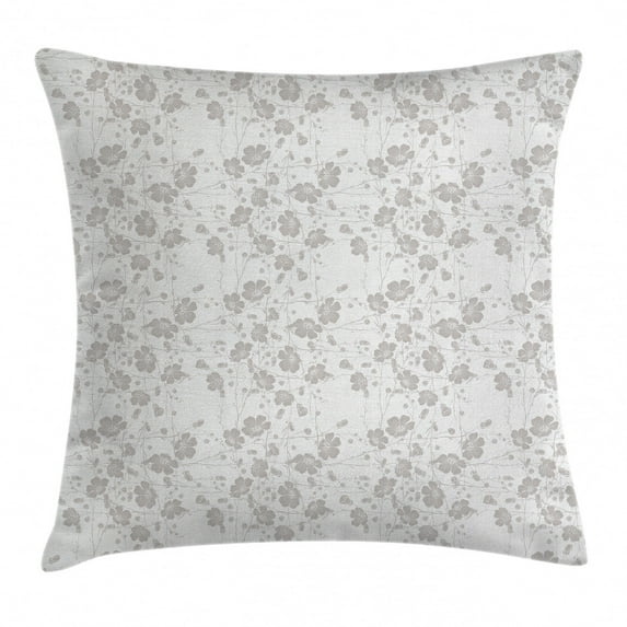 Grey Decor Throw Pillow Cushion Cover, Natural Beauty Flower Hand Drawn Peonies Bouquet Florets Romantic Feminine Home Decor, Decorative Square Accent Pillow Case, 20 X 20 Inches, Light, by Ambesonne