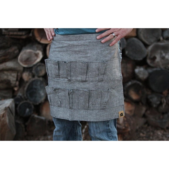 Grey Denim Egg gathering waist Apron!