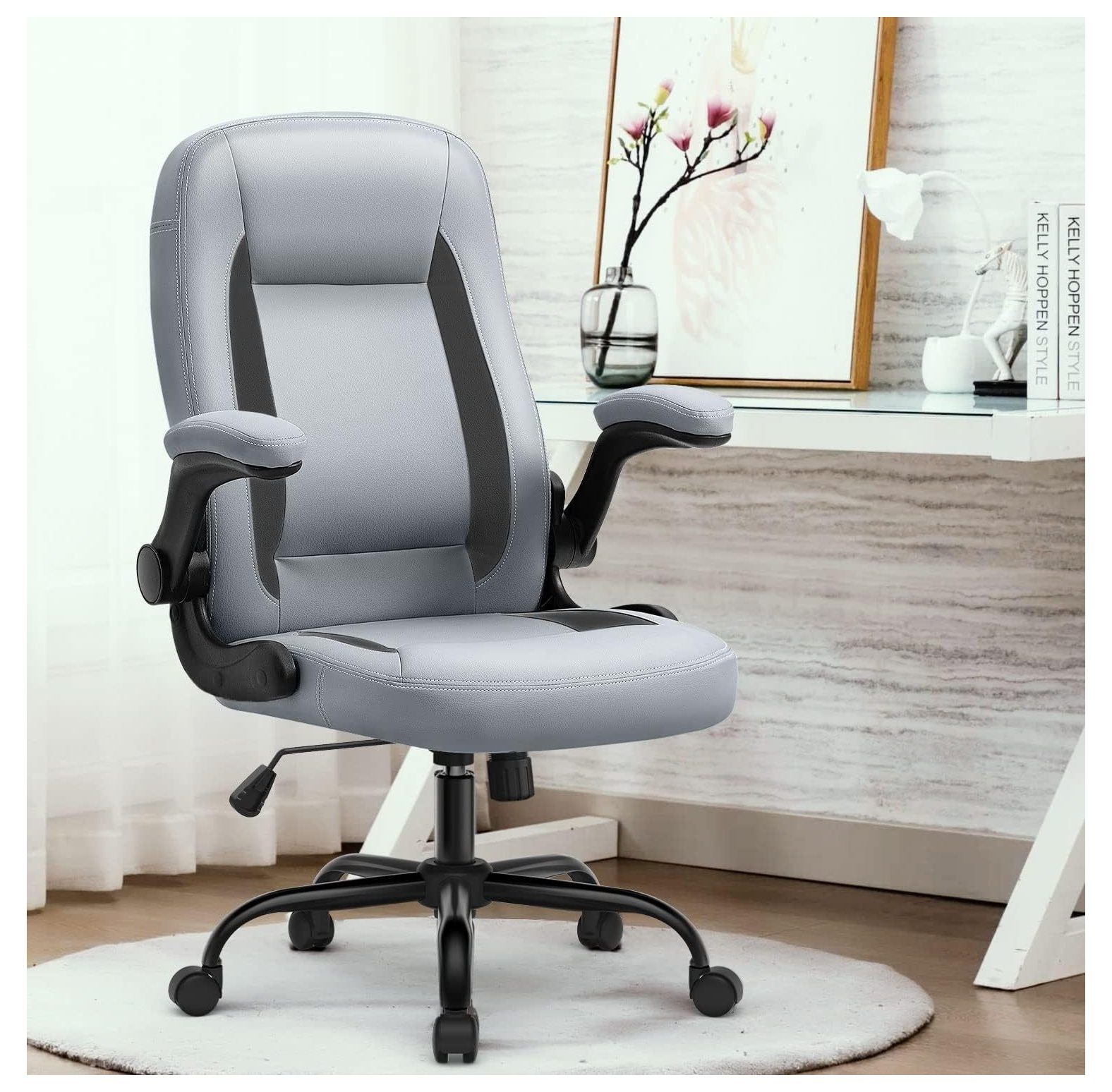 Grey Desk Chair Ergonomic Office Chair Lumbar Support Desk Chairs with