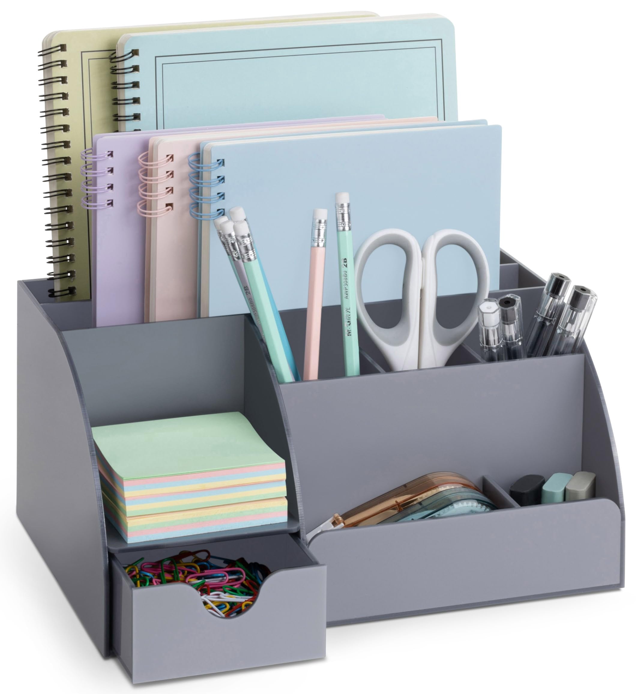 Grey Desk Organizer  9 Compartments Office Supplies And Accessories Decor Desktop (gray)