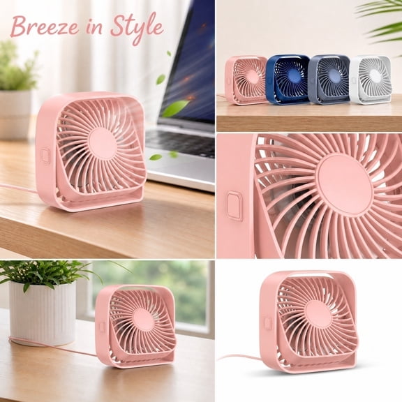 Grey Desktop Fan, Mini Desk Fan, Usb Desk Fan, Small Desk Fan Quiet, 5X5X4.5 Inch Compact Size Usb Powered Personal Cooling Fan, Ideal for Close-Range Desk Top Cooling at Home