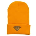 thumbnail image 1 of Grey Diamond Embroidered Cuffed Long Beanie - Yellow OSFM, 1 of 5