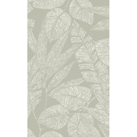 Grey Digital Leaf Outline Botanical Printed Non-Woven Non-Pasted Textured Wallpaper 57 Sq. Ft.