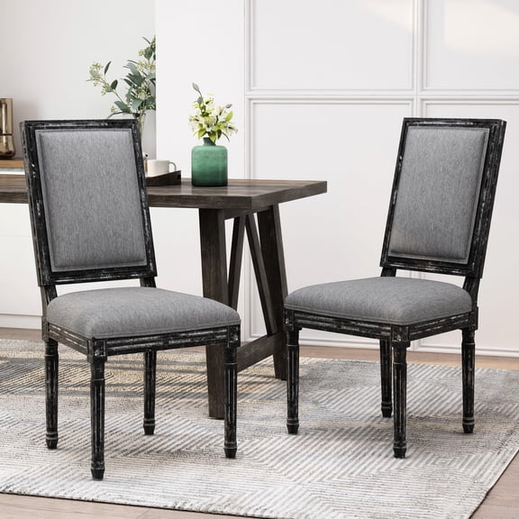 Grey Dining Chairs - French Country Aesthetic - Dining Setup - Environmentally-Friendly Wood