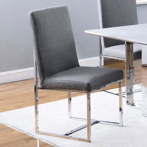 Grey Dining Chairs with Linear Design Elements / Create Elegant Dining Atmosphere