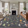 thumbnail image 1 of Grey Dinosaur Area Rugs 6'x9', Washable Small Throw Rugs for Kitchen Dining room, Vintage Letters Farm Animals Indoor Outdoor Rug Non-Slip Low Pile Carpet Runner Reversible Floor Mats, 1 of 8