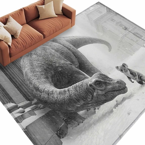 Grey Dinosaur Koala Area Rug 5x8 Washable Rug Non Slip Vintage Abstract Animals Large Area Rug Soft Stainresistant Indoor Floor Carpet for Living Room Bedroom Home Office Dining Room Nursery