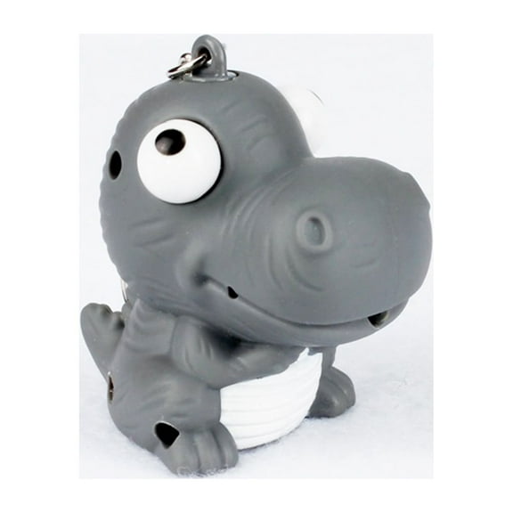 Grey Dinosaur Led Light Up Sound Key Chain Toy Glowing Pendant With Sound Effect 1.5 X 2 Inch Plastic Material Small Gift Jewelry For Kids And Adults