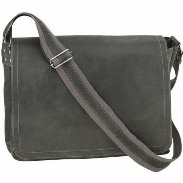Grey Distressed Large Full Flap Messenger