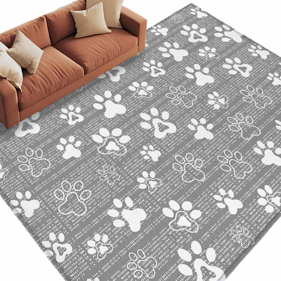 Grey Dog Paw Area Rug 5x7 Washable Rug Non Slip Modern Geometric Abstract Aesthetics Large Area Rug Soft Stainresistant Indoor Floor Carpet for Living Room Bedroom Home Office Dining Room Nursery