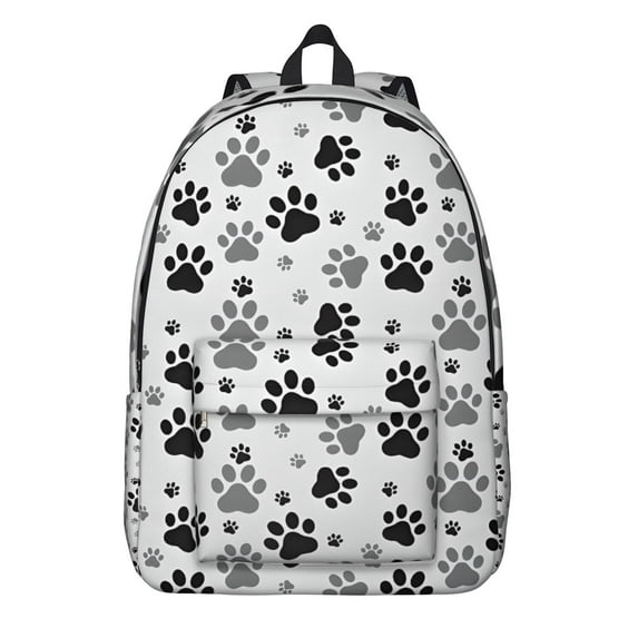 Grey Dog Paw Footprint Backpack for School,Cute School Bag,Schoolbag with Adjustable Shoulder Straps & Padded Back,15.7"x11.8"x5.5"