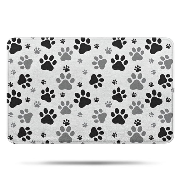 Grey Dog Paw Footprint Bathroom Rugs Mat,Non Slip Microfiber Bathroom Rug,Rubber Backing,Soft Bathroom Mats for Bathroom Floor,Tub and Shower,17x27in(43x68cm)