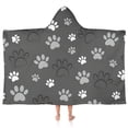 thumbnail image 1 of Grey Dog Paw Footprint Hooded Bath Towel，50"x30" for Ages 3 To 12 Kids, Quick Dry Lightweight Soft Microfiber Hood Beach Towel Cover Up for Kids, 1 of 7