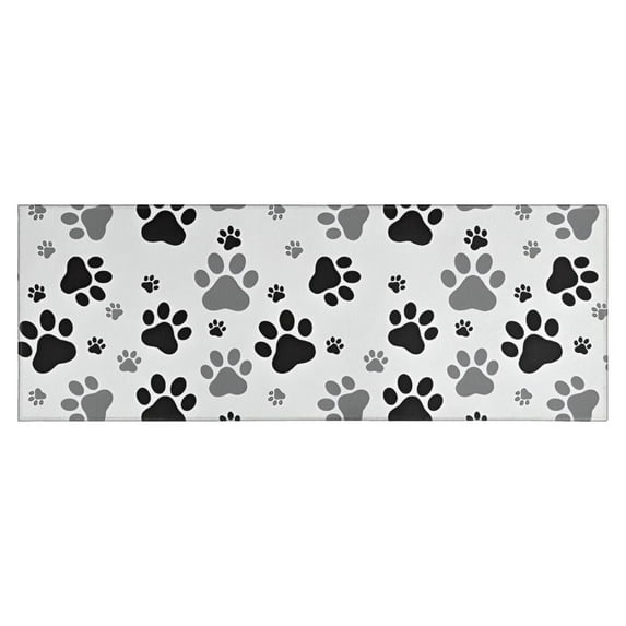 Grey Dog Paw Footprint Kitchen Rug Mat,Kitchen Runner Rugs Non Skid Washable,Decorative Kitchen Floor Mats for Kitchen,Sink,Laundry,17"X47"
