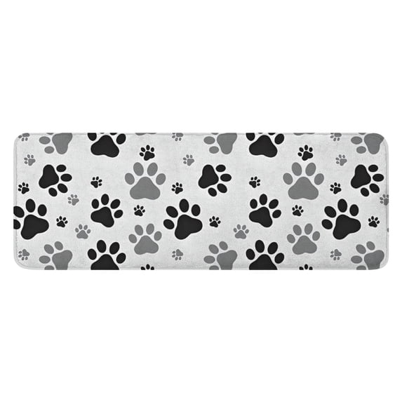 Grey Dog Paw Footprint Kitchen Rug Mat,Kitchen Runner Rugs Non Skid Washable,Decorative Kitchen Floor Mats for Kitchen,Sink,Laundry,17"x47.2"