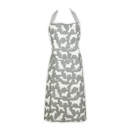 Design Imports CAMZ14464 Dog Print Chef Apron, Grey