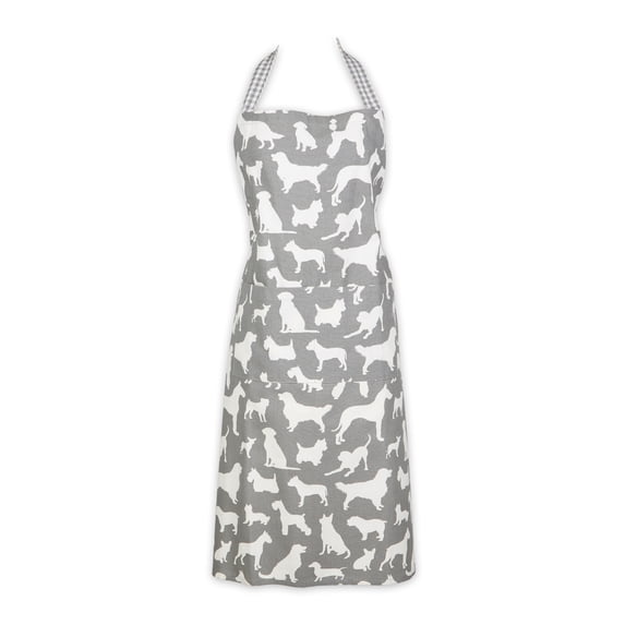 Grey Dog Print Chef Apron