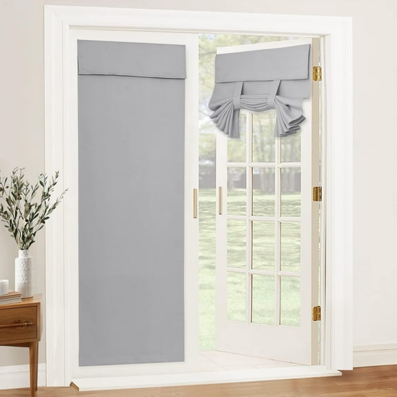 Grey Door Curtains, Privacy Room Darkening Window Curtains Thermal Insulate Covering for Patio/Glass/Front Door, 26" x 80"