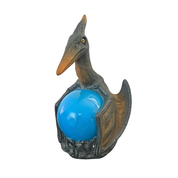 Grey Dragon Tree Hugger Gothic Ornament – LED Luminous Small Statue, Mysterious Decorative Sculpture Perfect for Home, Office, Plant Display and Gift Giving