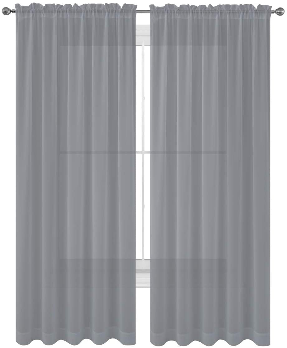 Grey Drape/Panels/Scarves/Treatment Beautiful Sheer Voile Window Elegance Curtains Scarf for
