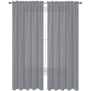 Grey Drape/Panels/Scarves/Treatment Beautiful Sheer Voile Window Elegance Curtains Scarf for Bedroom & Kitchen Fully Stitched and Hemmed 84 inch size, Set of 2