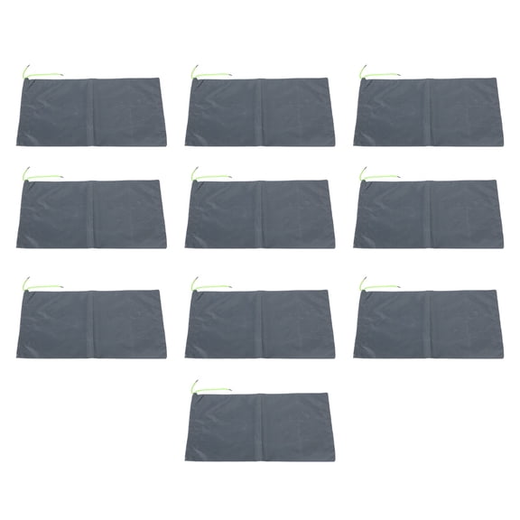 Grey Drawstring Sandless Sand Bags for Flood Prevention and Water Barrier, 10 Pack Long Canvas Polyester Dam Bags for Basement Window Garage and Door Protection, 9.8x19.7 in / 25x50 cm