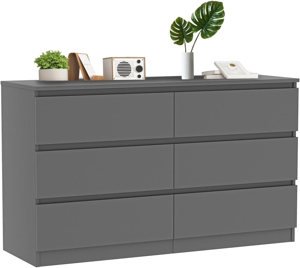 Grey Dresser for Bedroom,48'' Modern 6 Drawer Dresser with Deep Drawer ...