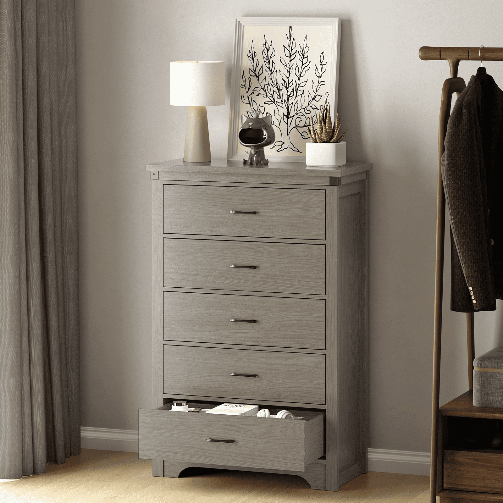 Farmhouse 5 Drawer Dresser for Bedroom, 47 Tall Zambia | Ubuy