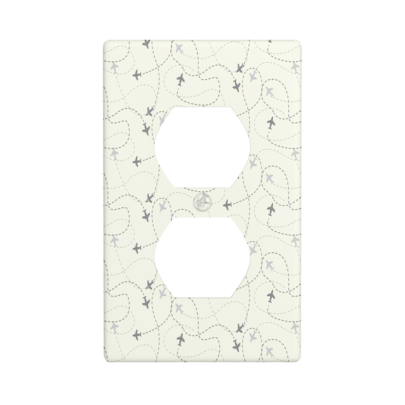 Grey,Duplex Outlet Covers Wall Plate Decorative,Airline Route Map
