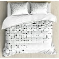 thumbnail image 1 of Grey Duvet Cover Set, Digital Pattern Composed of Geometric Elements Radiant Rectangle Parallel Picture Print, Decorative 3 Piece Bedding Set with 2 Pillow Shams, King Size, Ash White, by Ambesonne, 1 of 3